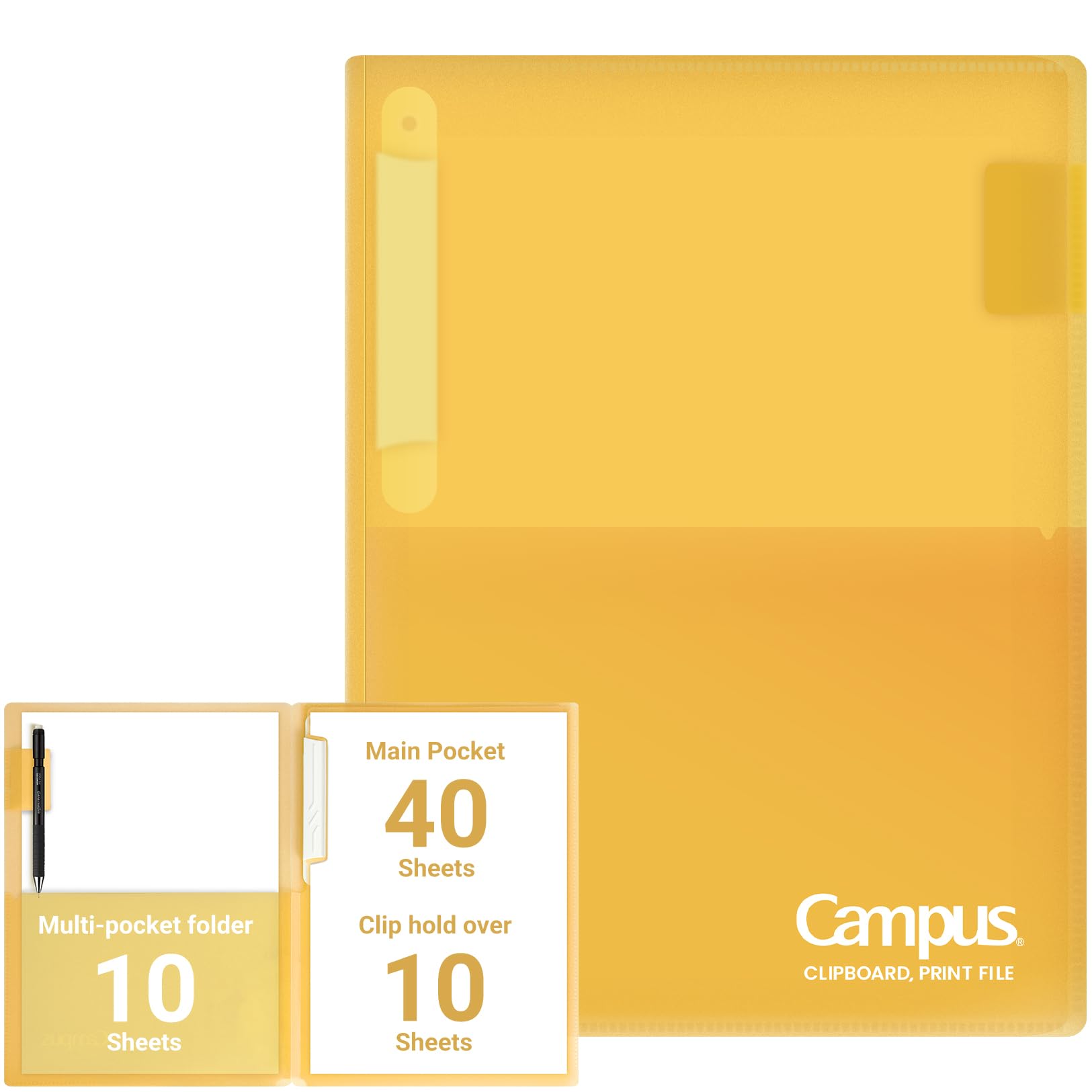 Kokuyo Portfolio Folder with Pockets Folder for Paper Organization,Heavy Duty Pocket Fits US Letter & A4，Flip & Write Surface,Dual-Purpose Clip & Pocket Design(FU-CEH755Y)