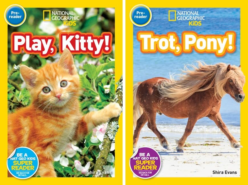 National Geographic Kids Readers Pre-Reader 10 Book Set: Climb Koala, At the Beach, Play Kitty, Trot Pony, Flutter Butterfly, Hoot Owl, Slither Snake, Sleep Bear, Safari, Race Day Early Reader Set