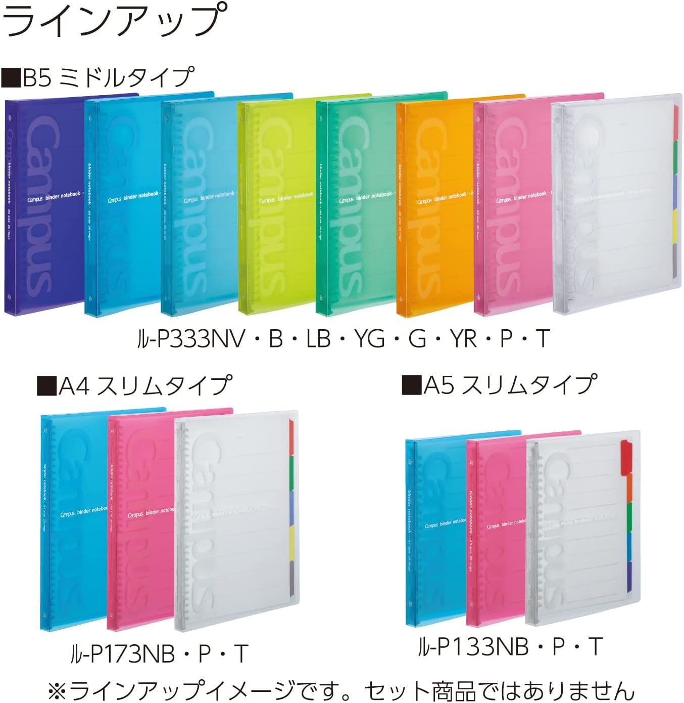 Kokuyo Campus Slide Binder with 5 Tab Dividers, Middle Type, B5, 26 Holes, Up to 100 Sheets, Transparent, Japan Import (RU-P333NT)