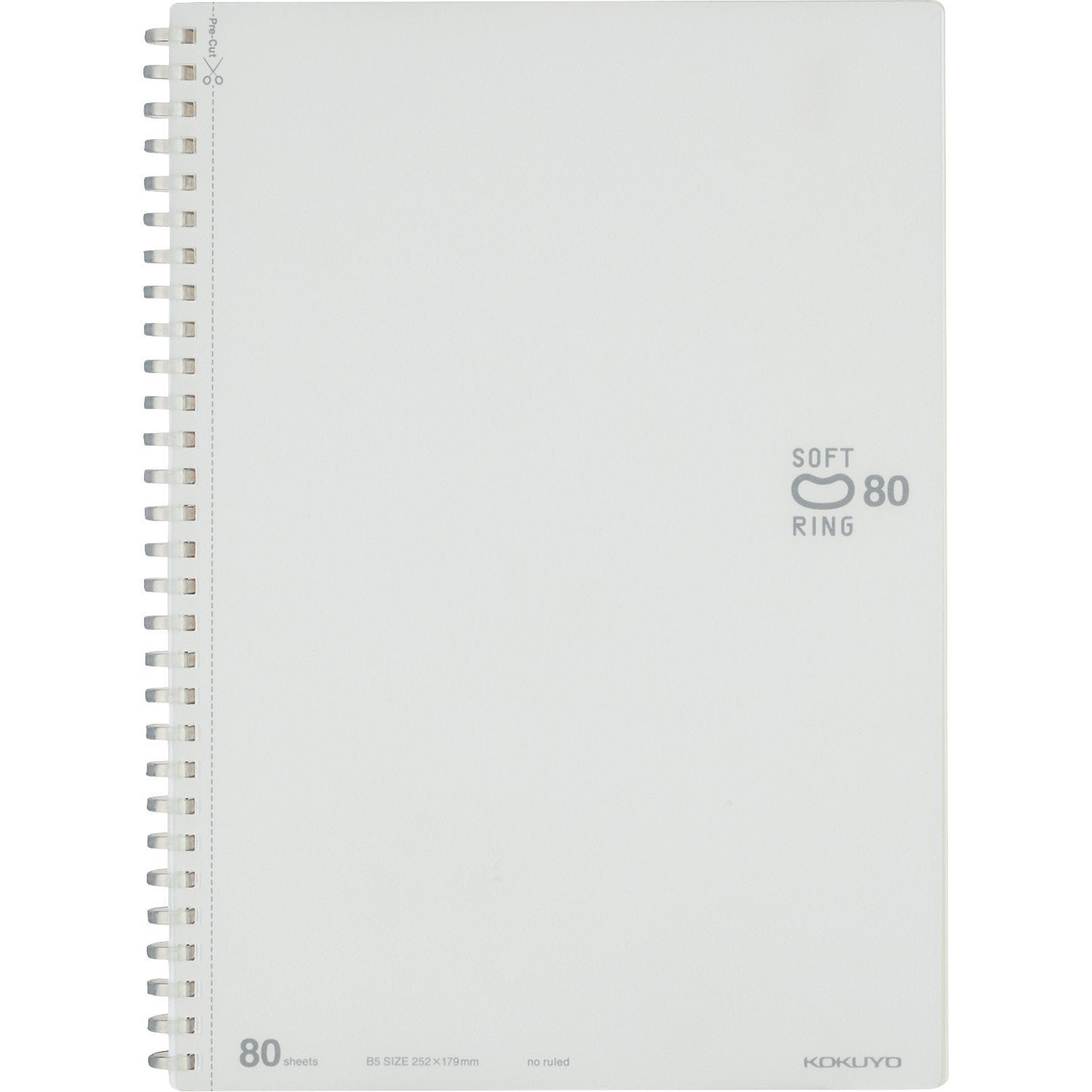 KOKUYO Blank Spiral Notebook, 10'' x 7'' Business Unruled Journal B5 Soft Ring Notebooks, 80 Perforated Sheets, Plain Sketchbook for Drawing, White Soft PP Cover. Japan Import (SU-SV308BT-W)