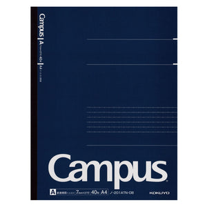 KOKUYO Campus Notebook, Business Type, Dot A 7mm Ruled, A4, 40 Sheets, 37 Lines, Navy Cover, Japan Import (NO-201AT-DB)