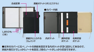 KOKUYO Systemic Cover Notebook, with One Semi-B5, B 6mm Ruled, 35 Lines, 40 Sheets, Twin Ring Edge Title Notebook, Black, Japan Import (NO-683B-D)