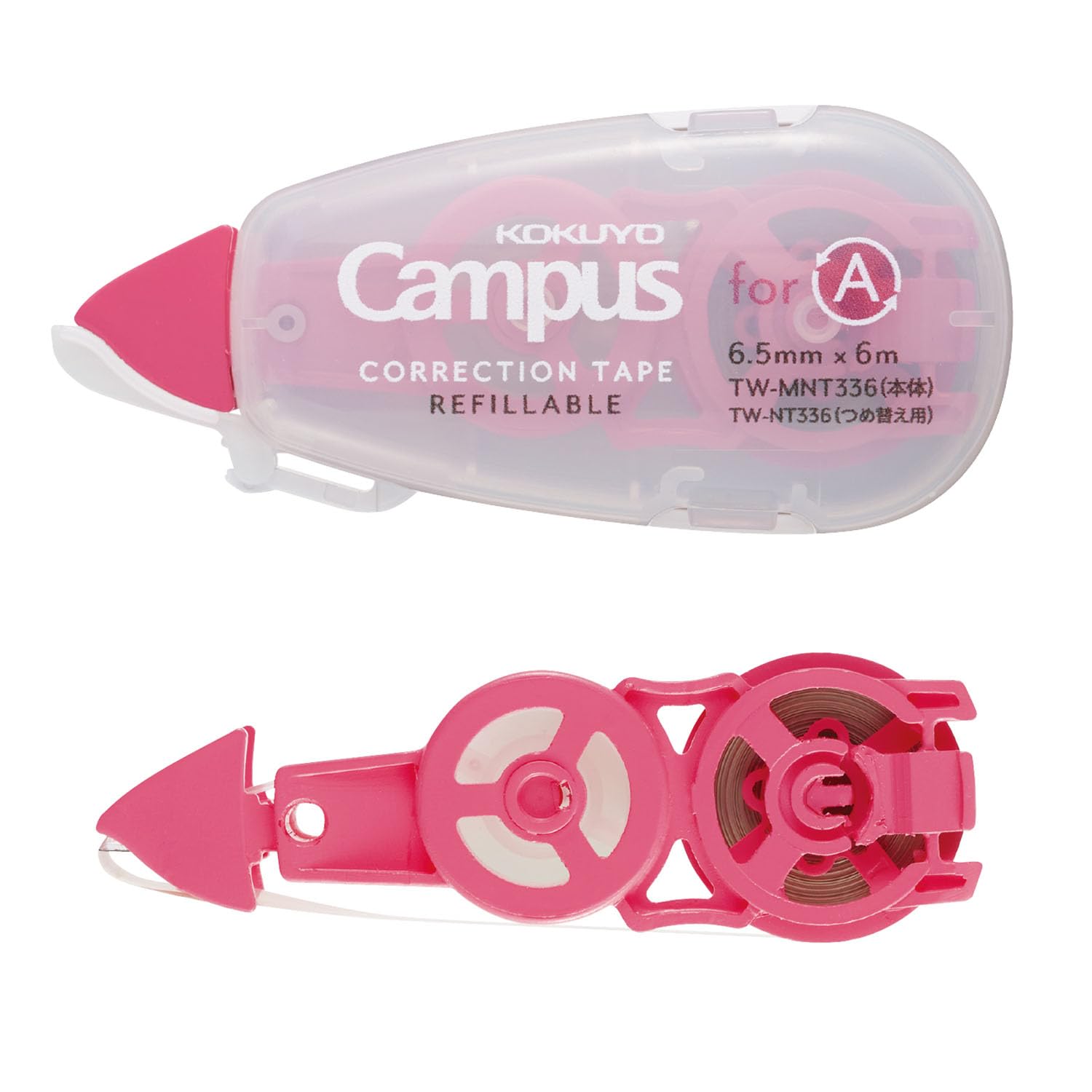 KOKUYO Refillable Correction Tape and Refill, 19.7 ft (6 m) Small White Out 6.5 mm Wide Easy To Use Applicator for Instant Corrections, Metal Tip with Clean Cut, Compact Size. Japan Import (TW-MNT336)