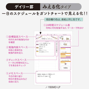 Kokuyo Campus Study Planner Notebook, Daily Ruled, A5, Mint Green, for 63 Days, Japan Import (NO-Y82MD-G)