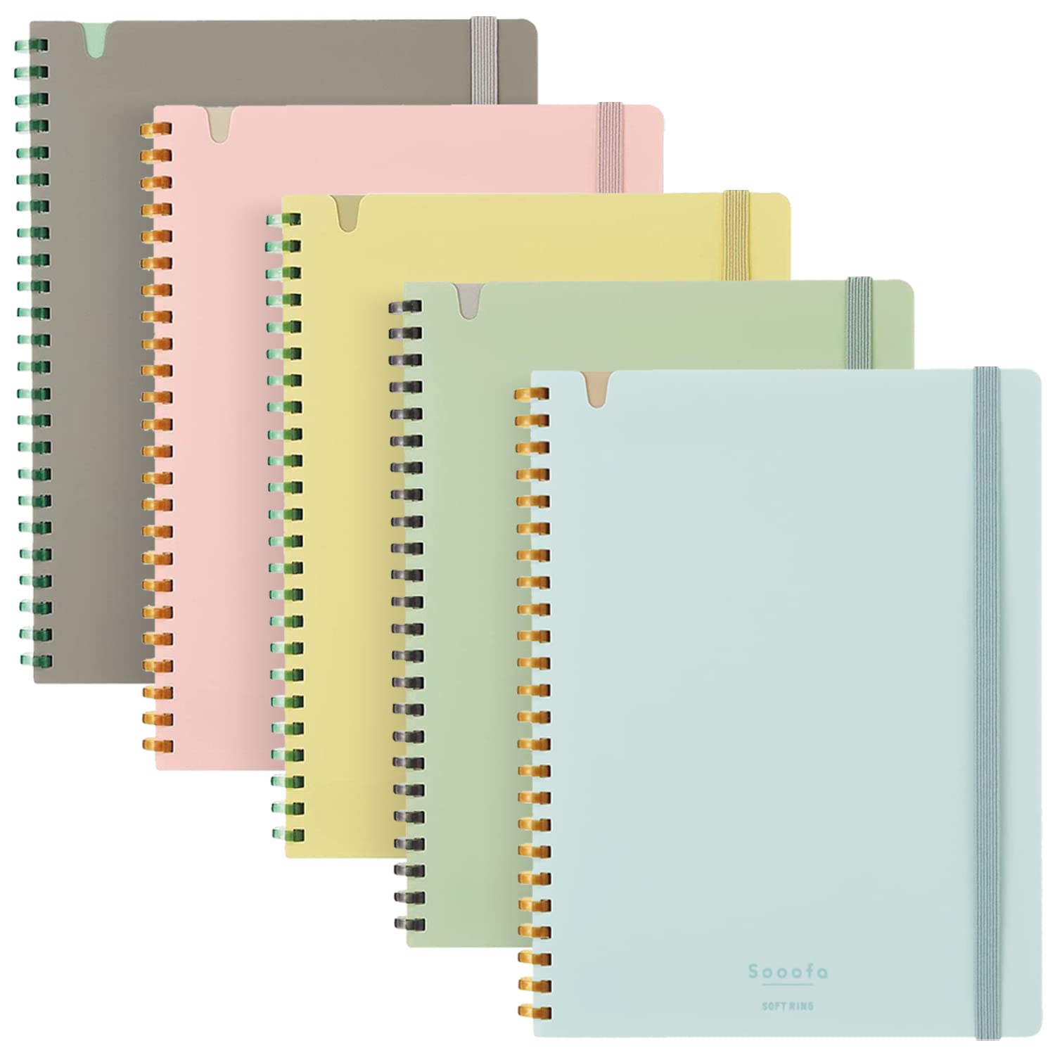 KOKUYO Sooofa Soft Ring Notebook, 0.2 inch (4 mm) Grid Ruled, 80 Sheets, A5 Deformation, Set of 5 Colors, Japan Import (SU-SV738S4)