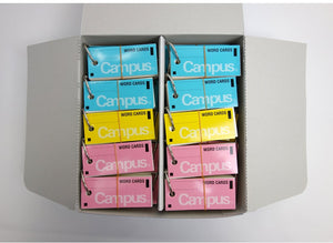 Kokuyo Campus Flash Cards with Binder Rings, Word Cards, Anki Cards, Mini Notecards, Medium Size 0.12''x 2.68'', 30 Packs in Blue, Pink and Yellow, Japan Import (TAN-101TSUME)