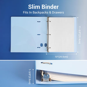 MUKAWA 1 Inch 3 Ring Binder, D-Ring Binder Holds 250 Sheets, PP Cover with Writable Spine Label, Lay-Flat Design, Letter Size 8.5x11, Lightweight for School, Office & Home Organization, 2 Pack, Blue