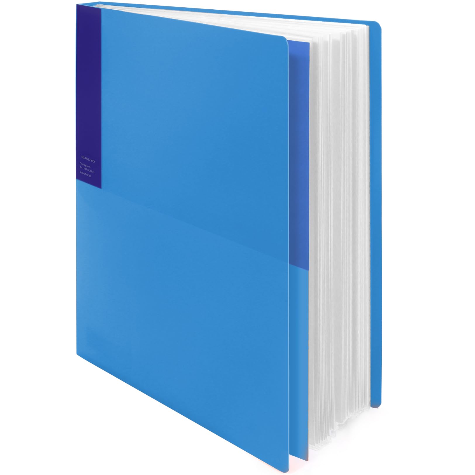 Kokuyo 40-Pocket Binder with Plastic Sleeves (Blue), A4 Art Portfolio Folder with Clear Sheet Protectors. 80 Pages of Presentation Display Book. Japan Import (CTRA-C40B)