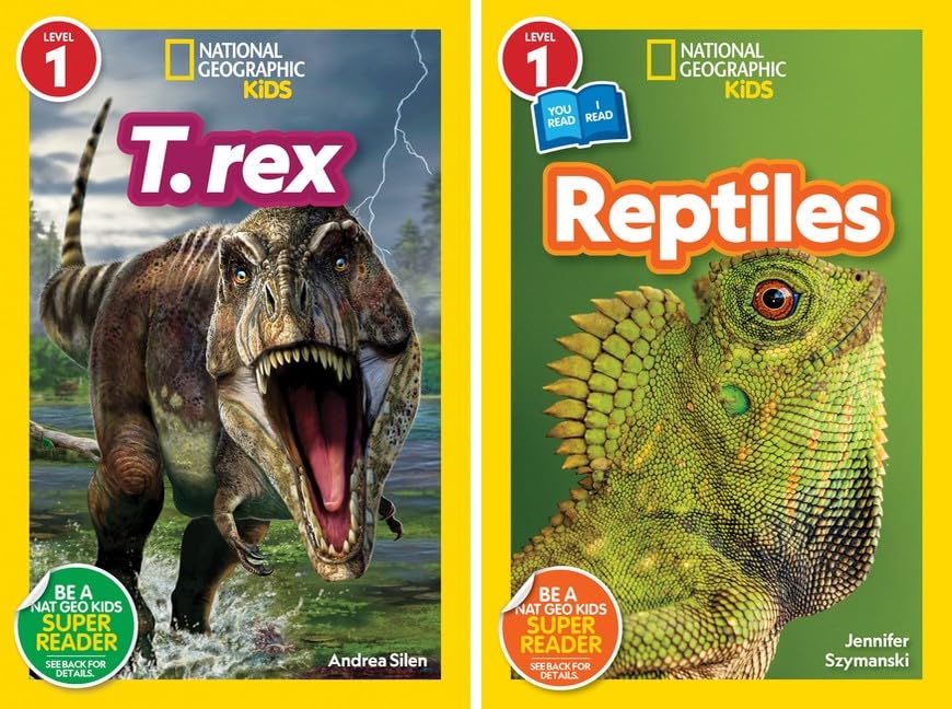 National Geographic Kids Readers Level 1 & 2 (10 Collection Book Set): T. Rex, Reptiles, Predator Face-Off, Wild Cats, Lions, Owls, Polar Bears, Lizards, Spiders, Storms Children's Science Books