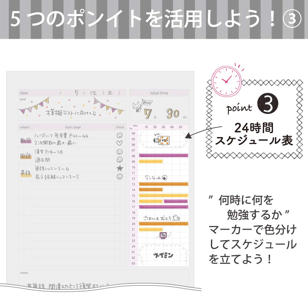 Kokuyo Campus Study Planner Notebook, Daily Ruled, Semi-B5, Gray, for 63 Days, Japan Import (NO-Y80MD-M)