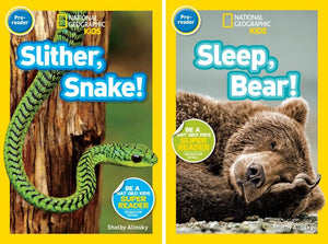 National Geographic Kids Readers Pre-Reader 10 Book Set: Climb Koala, At the Beach, Play Kitty, Trot Pony, Flutter Butterfly, Hoot Owl, Slither Snake, Sleep Bear, Safari, Race Day Early Reader Set