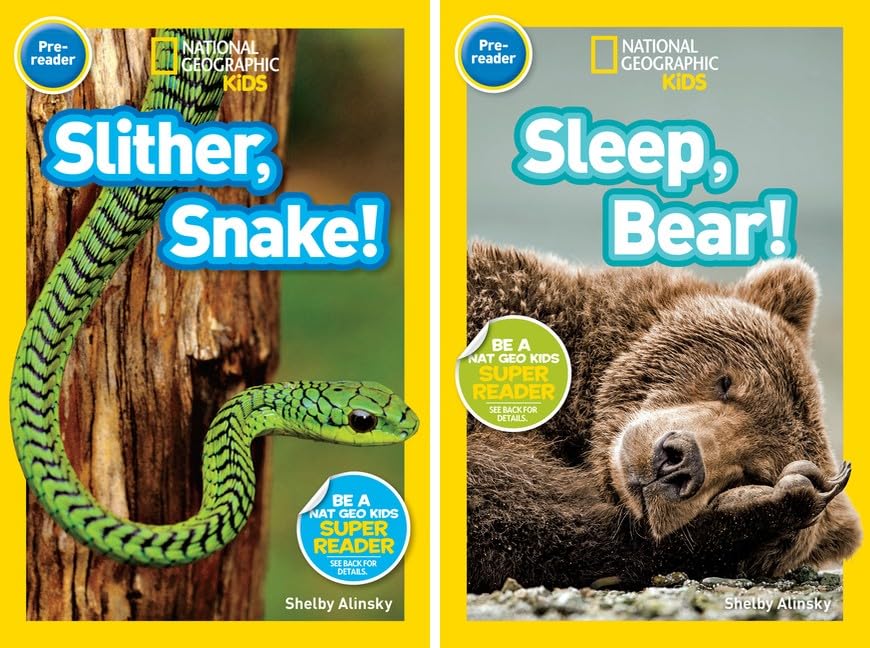National Geographic Kids Readers Pre-Reader 10 Book Set: Climb Koala, At the Beach, Play Kitty, Trot Pony, Flutter Butterfly, Hoot Owl, Slither Snake, Sleep Bear, Safari, Race Day Early Reader Set