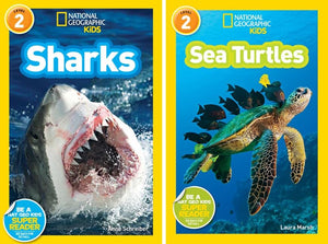 National Geographic Kids Readers Level 2 Book Set (9 Books) – Sea Turtles, Sharks, Stacey Abrams, Thomas Edison, Ugly Animals, Vikings, Volcanoes, ... Creatures, Wolves – Nonfiction Books for Kids