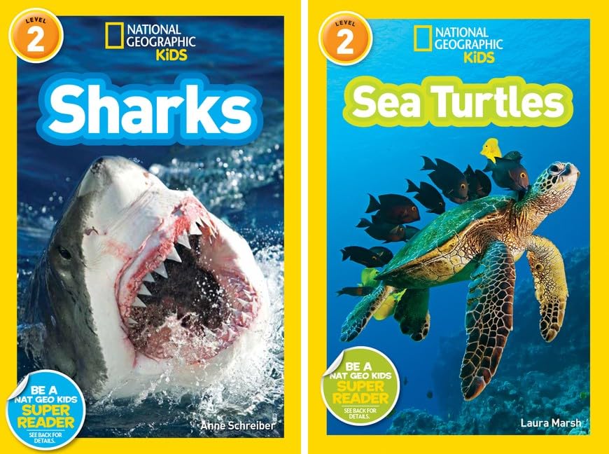 National Geographic Kids Readers Level 2 Book Set (9 Books) – Sea Turtles, Sharks, Stacey Abrams, Thomas Edison, Ugly Animals, Vikings, Volcanoes, ... Creatures, Wolves – Nonfiction Books for Kids