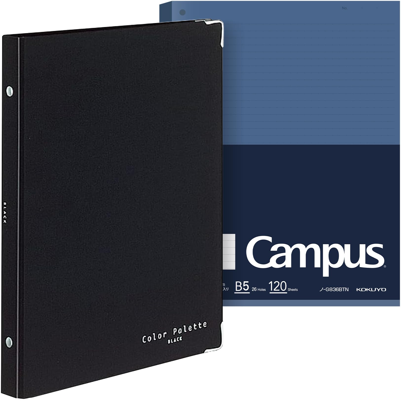 KOKUYO 5 Subject Spiral Notebook, Color Palette B5 Refillable Journal with 5 Tab Dividers, 120 Sheets in 6mm Dot Ruled Loose Leaf Paper, Business Black, Japan Import