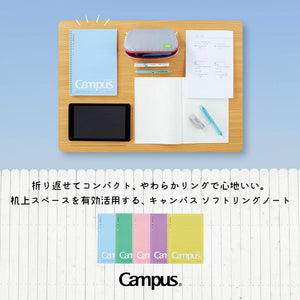 Kokuyo Campus Soft Ring Notebook, Semi-B5, B 6mm Dot Ruled, 34 Lines, 40 Sheets, Blue, Set of 2, Japan Import (SU-S111BT-B)