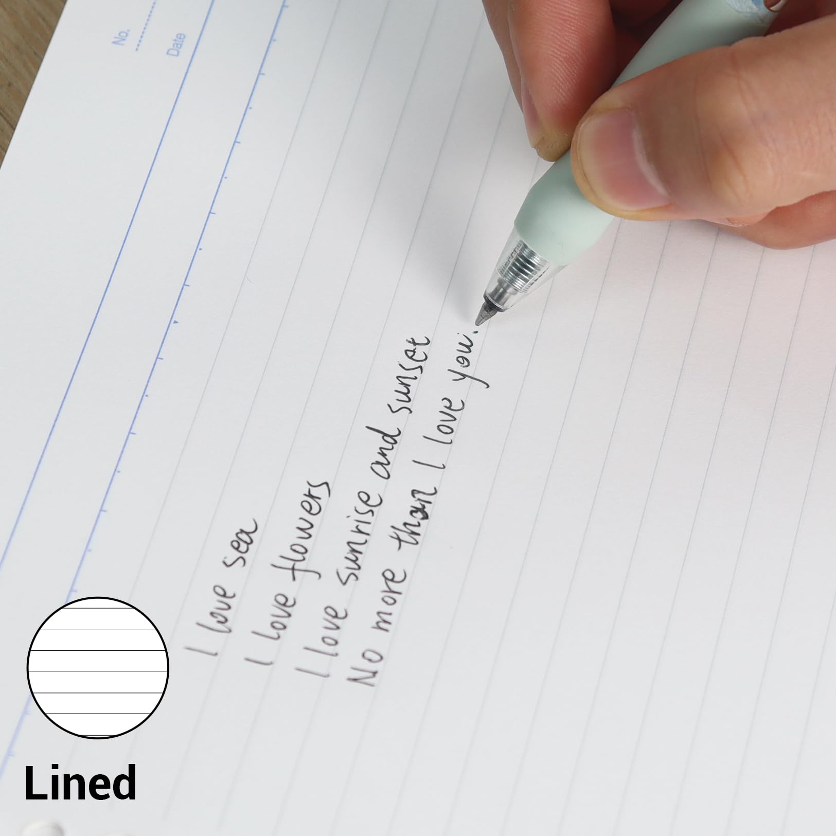 Kokuyo Campus Loose Leaf Paper, A4 Filler Paper with B 6mm Ruled, 100 Sheets 75 GSM Sarasara Smooth Writing, 30 Holes, 11-3/4"x8-1/4” Binder Notebook Bleed Resistant Paper. Japan Import (NO-816BE)