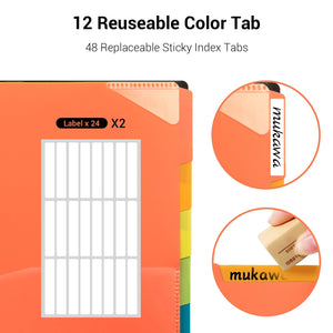 Mukawa 24 Pocket Poly Project Organizer, Letters Size Spiral Bound Project Folder with Inner Zipper Pouch, Customizable Front Cover, 12 Dividers with Erasable Tabs, Letter-Sized, 1 Pack