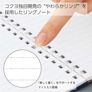 KOKUYO Spiral Lined Notebook, 10'' x 7'' Business Journal B5 Soft Ring Notebooks with Dot 6 mm Ruled, 80 Sheets, Dark Gray 1 Subject Notebook, Note Taking for Work. Japan Import (SU-SV308BT-DM)