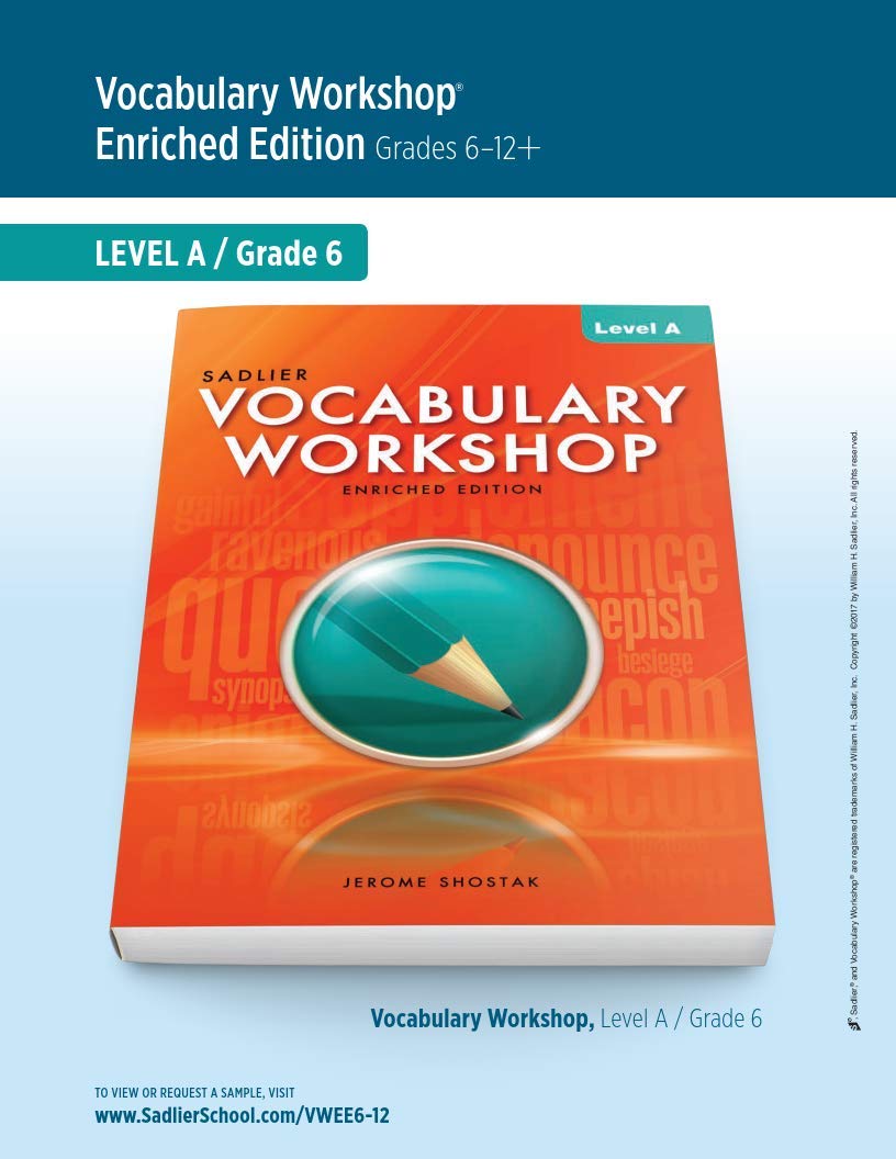 Vocabulary Workshop Level A (Grade 6) Paperback â€“ 2013