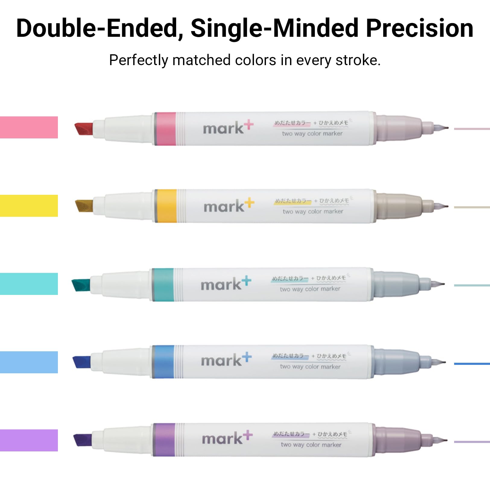 KOKUYO Pastel Highlighters, Dual-Tip Highlighter Markers for Bible in Assorted Colors, Fine & Chisel Tip No Bleed Quick-Dry for Journals, Planners, Notes, Grey Colors. Japan Import (PM-MT201-5S)