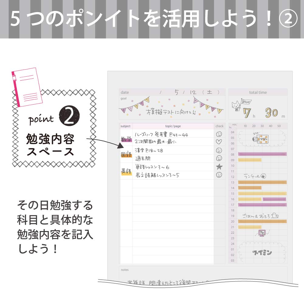 Kokuyo Campus Study Planner Notebook, Daily Ruled, A5, Light Pink, for 63 Days, Japan Import (NO-Y82MD-LP)