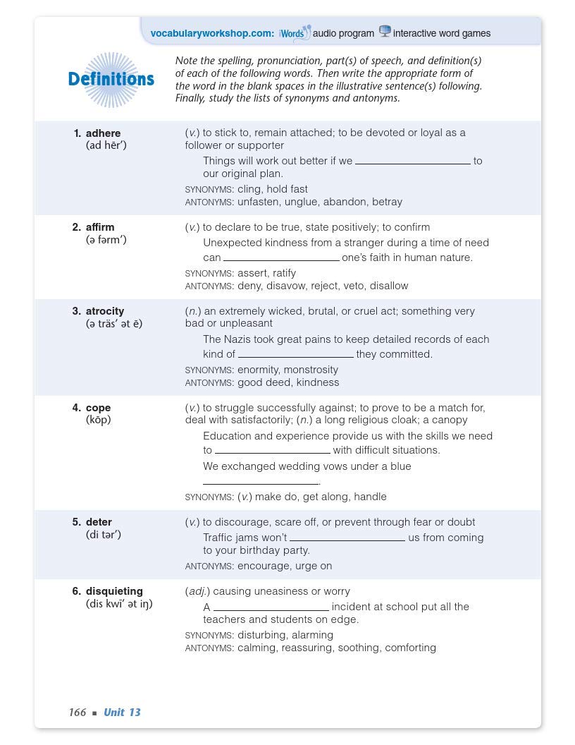 Vocabulary Workshop Level A (Grade 6) Paperback â€“ 2013