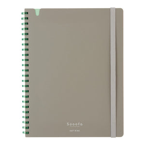 KOKUYO Graph Journal Notebook, Sooofa 8.3'' x 6.2'' Soft Ring Notebook for Women 4mm Grid Ruled, 80 Perforated Sheets, Gray, A5 Notebook for Work Journals for Writing. Japan Import (SU-SV738S4-DM)