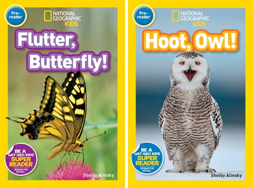 National Geographic Kids Readers Pre-Reader 10 Book Set: Climb Koala, At the Beach, Play Kitty, Trot Pony, Flutter Butterfly, Hoot Owl, Slither Snake, Sleep Bear, Safari, Race Day Early Reader Set