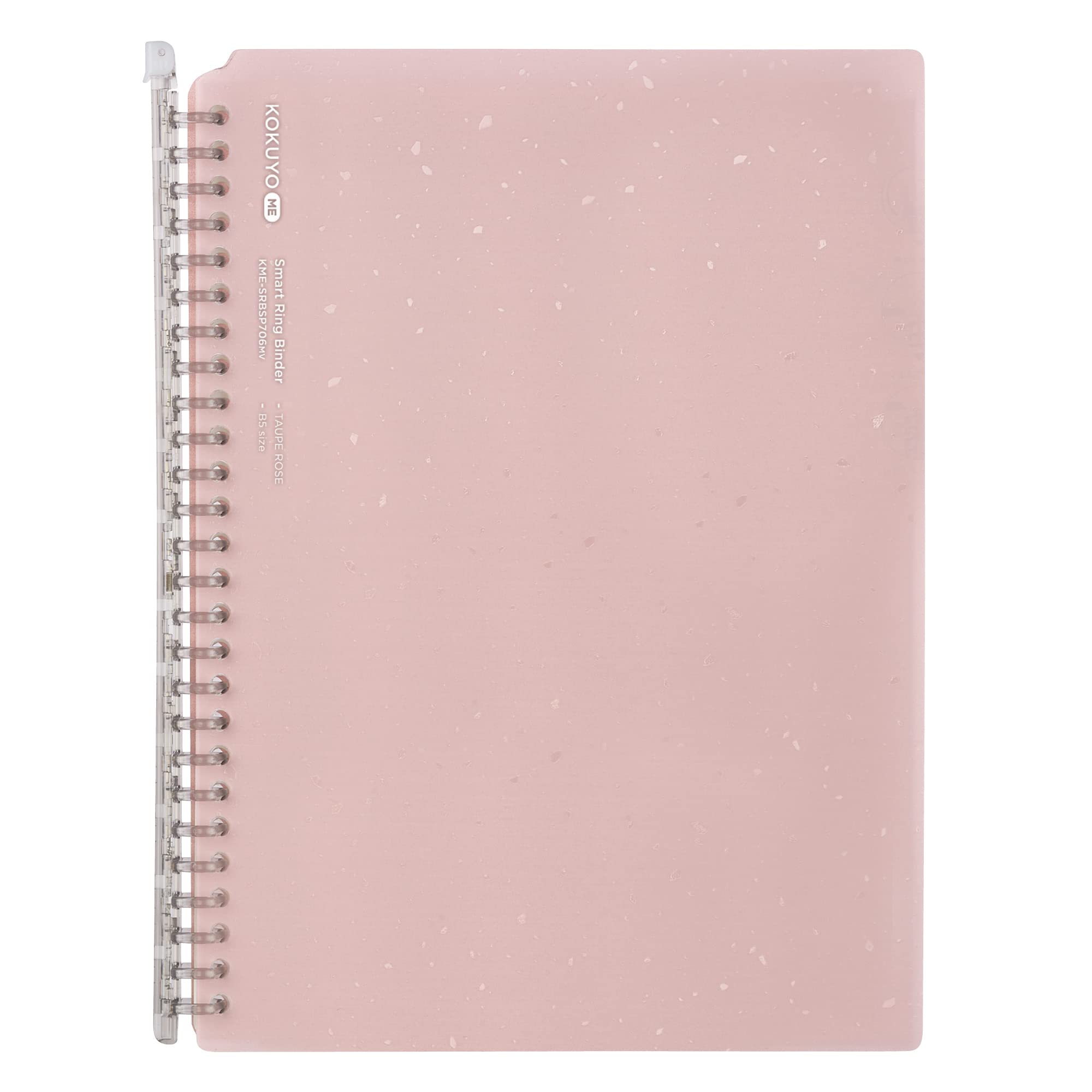 KOKUYO Me Campus Smart Ring Binders, B5 Taupe Rose Binder Notebooks, Up to 60 Sheets 26 Holes Slim Binder Folder with 10 Extra Campus Sarasara Loose-leaf Paper for Work, Study & Journal, Japan Import