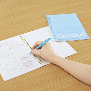 KOKUYO Spiral Lined Notebook, 8.3'' x 5.8'' Pastel Journal A5 Campus Soft Ring Notebooks with Dot 6 mm Ruled, 50 Sheets, Blue 1 Subject Notebook, Note Taking for School. Japan Import (SU-S131BT-B)