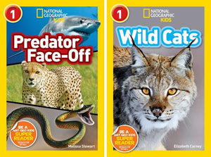 National Geographic Kids Readers Level 1 & 2 (10 Collection Book Set): T. Rex, Reptiles, Predator Face-Off, Wild Cats, Lions, Owls, Polar Bears, Lizards, Spiders, Storms Children's Science Books