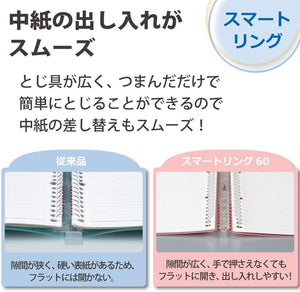 Kokuyo Campus Smart Ring Binder, B5 Light Blue Refillable Binder Notebook 26 Holes with 10 Extra Loose-Leaf Paper, Up to 60 Filler Papers for Work & Study, Japan Import (RU-SP706LB)