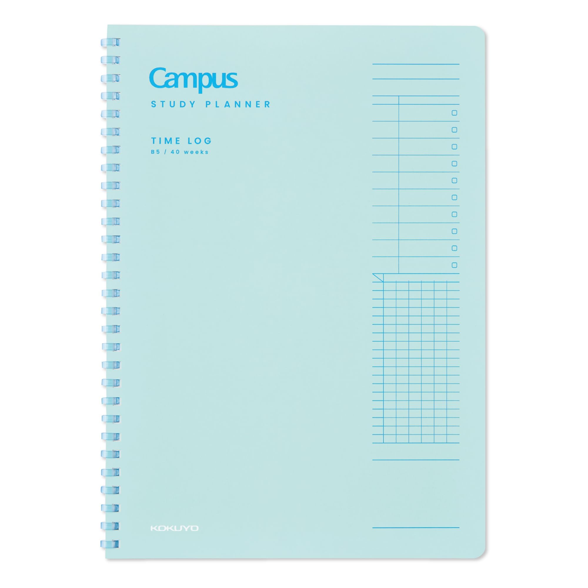 KOKUYO Study Planner Notebook, 10'' x 7'' Time Log B5 Soft Ring Notebooks, 41 To Do Plan Sheets, Green Spiral Notebook, Time Management. Japan Import (SU-SY111TL-G)