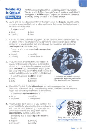 Vocabulary Workshop Enriched Level D Student Edition, Grade 9 | Vocabulary Workbook | Academic English Language Arts