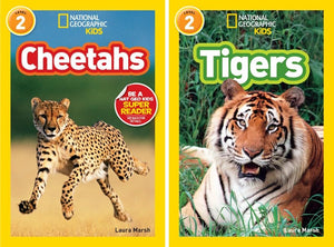 National Geographic Kids Readers, Level 2 Series, 10 Books Collection Set, Sharks, Prehistoric Mammals, Rainforests, Bees, Adorable Animals, Animal Superpowers, Bats, Manatees, Cheetahs, Tigers