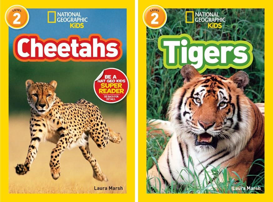 National Geographic Kids Readers, Level 2 Series, 10 Books Collection Set, Sharks, Prehistoric Mammals, Rainforests, Bees, Adorable Animals, Animal Superpowers, Bats, Manatees, Cheetahs, Tigers