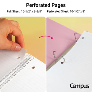 KOKUYO Spiral Notebook, 3 Pack Campus 10-1/2" x 8" Subject Notebooks with College Ruled, 80 Sheets, 3 Holes School Spiral Journal for Work Study Note Taking (Yellow, Orange, Purple)