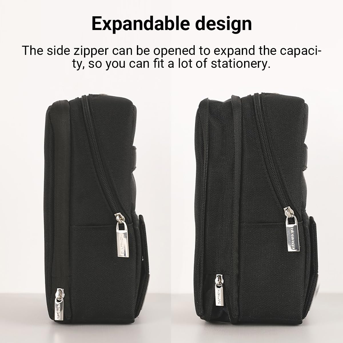 KOKUYO Pencil Case Pouch, Standing Pen Pouch Bag, Foldable Magnetic Stand up Phone Pencil Holder Organizer, Large Capacity Portable Pencil Box for School Office Supplies. (Mag Critz Neo - Grey)
