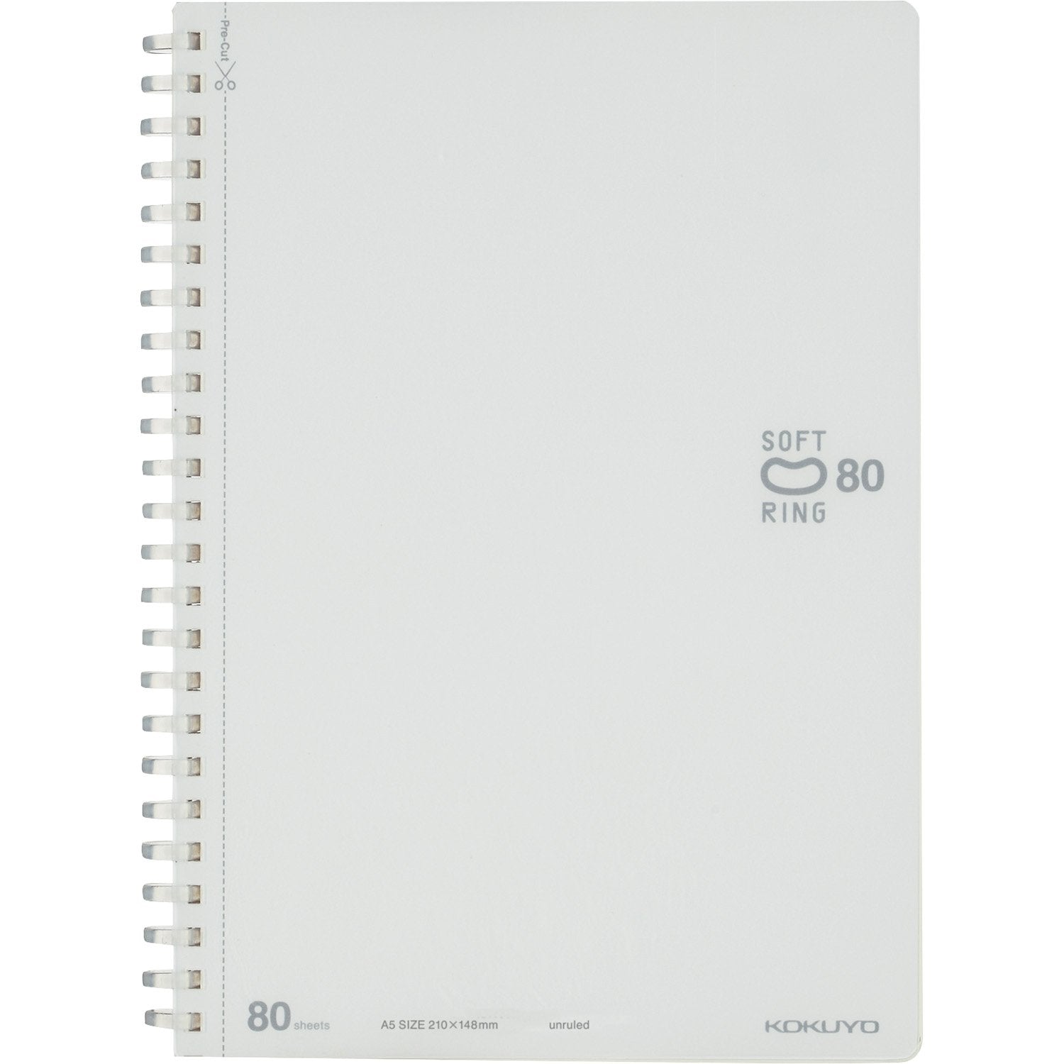 KOKUYO Blank Spiral Notebook, 8.3'' x 5.8'' Business Unruled Journal A5 Soft Ring Notebooks, 80 Perforated Sheets, Plain Sketchbook for Drawing, White Soft PP Cover. Japan Import (SU-SV338BT-W)