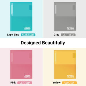 Kokuyo Portfolio Folder with Pockets Folder for Paper Organization,Heavy Duty Pocket Fits US Letter & A4，Flip & Write Surface,Dual-Purpose Clip & Pocket Design(FU-CEH755Y)
