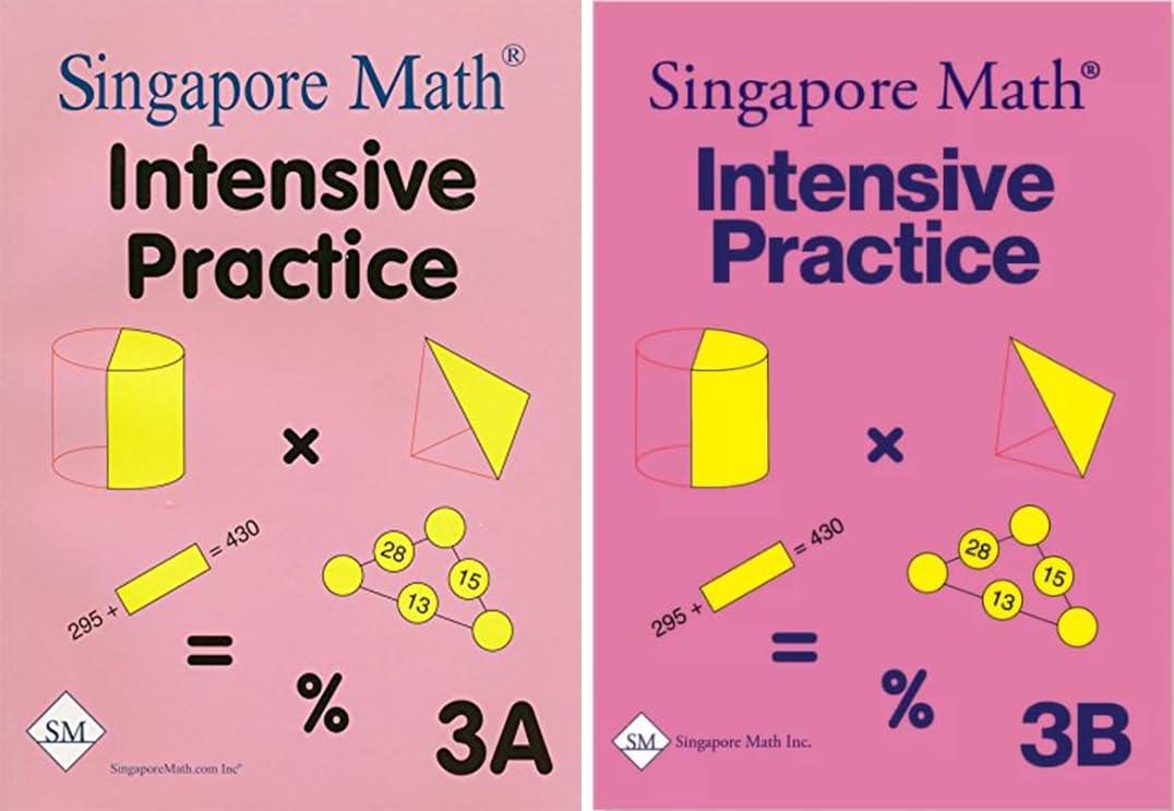Singapore Math 2 Books Set - Intensive Practice 3A & 3B, for Grade 3, Challenging Word Problems & Skill-Building