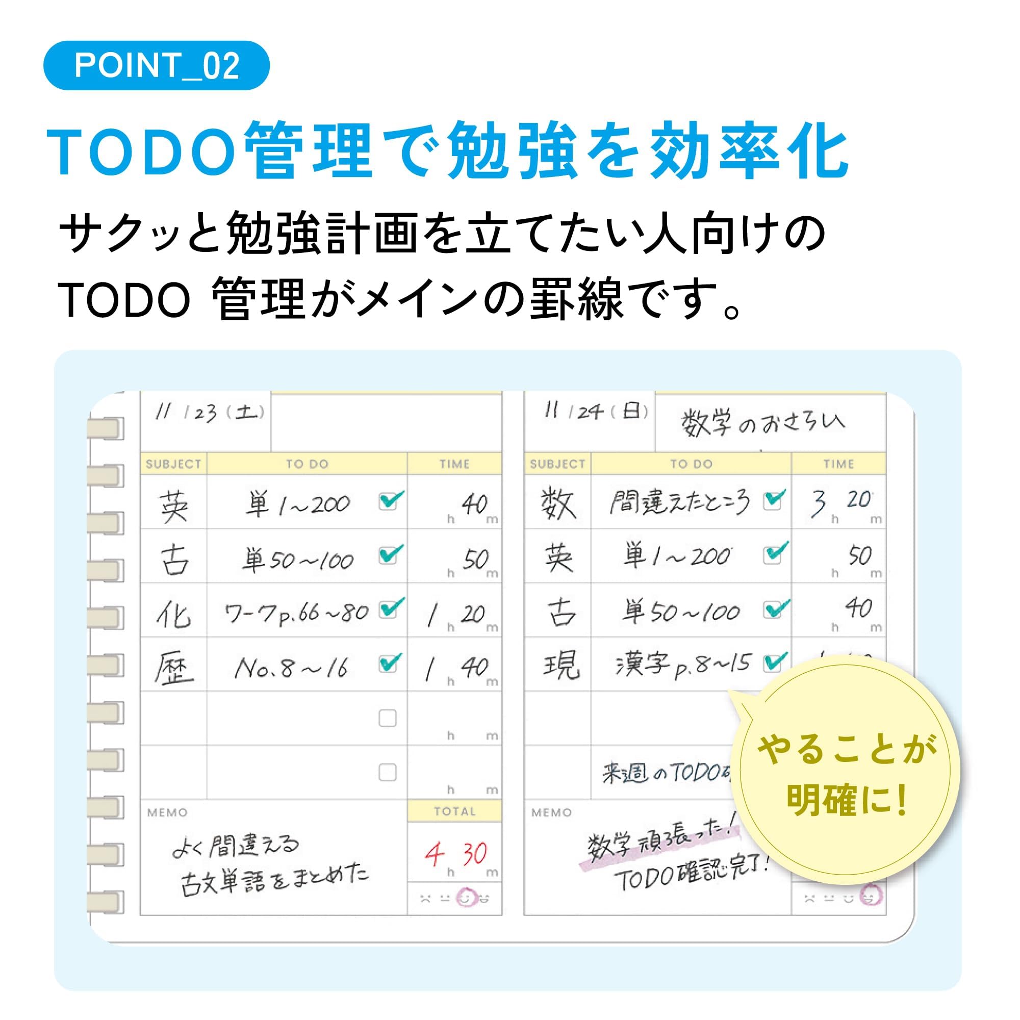 KOKUYO Study Planner Notebook, 10'' x 7'' To-Do Management B5 Soft Ring Notebooks, 41 To Do Plan Sheets, Gray Spiral Notebook, Time Management. Japan Import (SU-SY111TD-M)