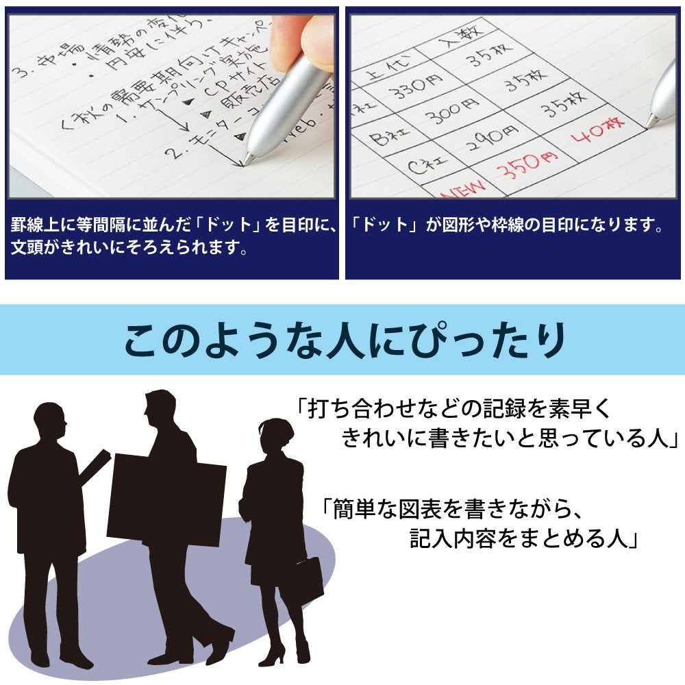 KOKUYO Campus Notebook, Business Type, Dot B 6mm Ruled, Semi-B5, 50 Sheets, 37 Lines, Navy Cover, Japan Import (NO-5BT-DB)