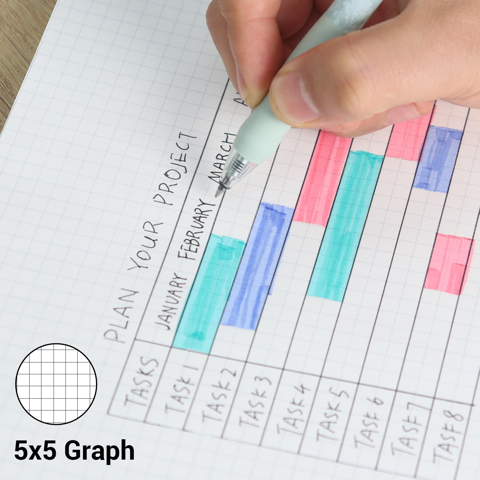 Kokuyo Campus Loose Leaf Paper for Binders, Business Type, Sarasara Smooth Writing, B5, 5mm Grid Ruled, 26 Holes, 120 Sheets, pH Neutral, Bleed Resistant, Japan Import (NO-G836S-5N)