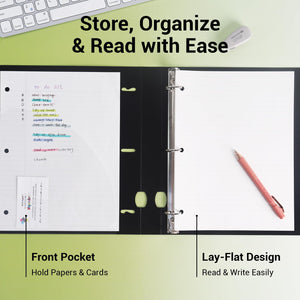 MUKAWA 1 Inch 3 Ring Binder, D-Ring Binder Holds 250 Sheets, PP Cover with Writable Spine Label, Lay-Flat Design, Letter Size 8.5x11, Lightweight for School, Office & Home Organization, 2 Pack, Black