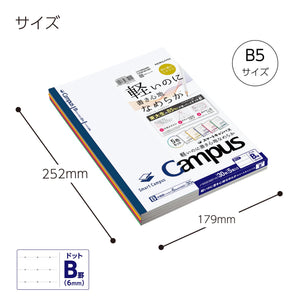 KOKUYO Composition Notebooks, 5 Pack Smart Campus Semi-B5 Comp Book with Dot B 6mm Ruled, 30 Sheets, School Lined Notebook in White, Journal Notebook for Women Work Study Note Taking (NO-GS3CWBTX5)