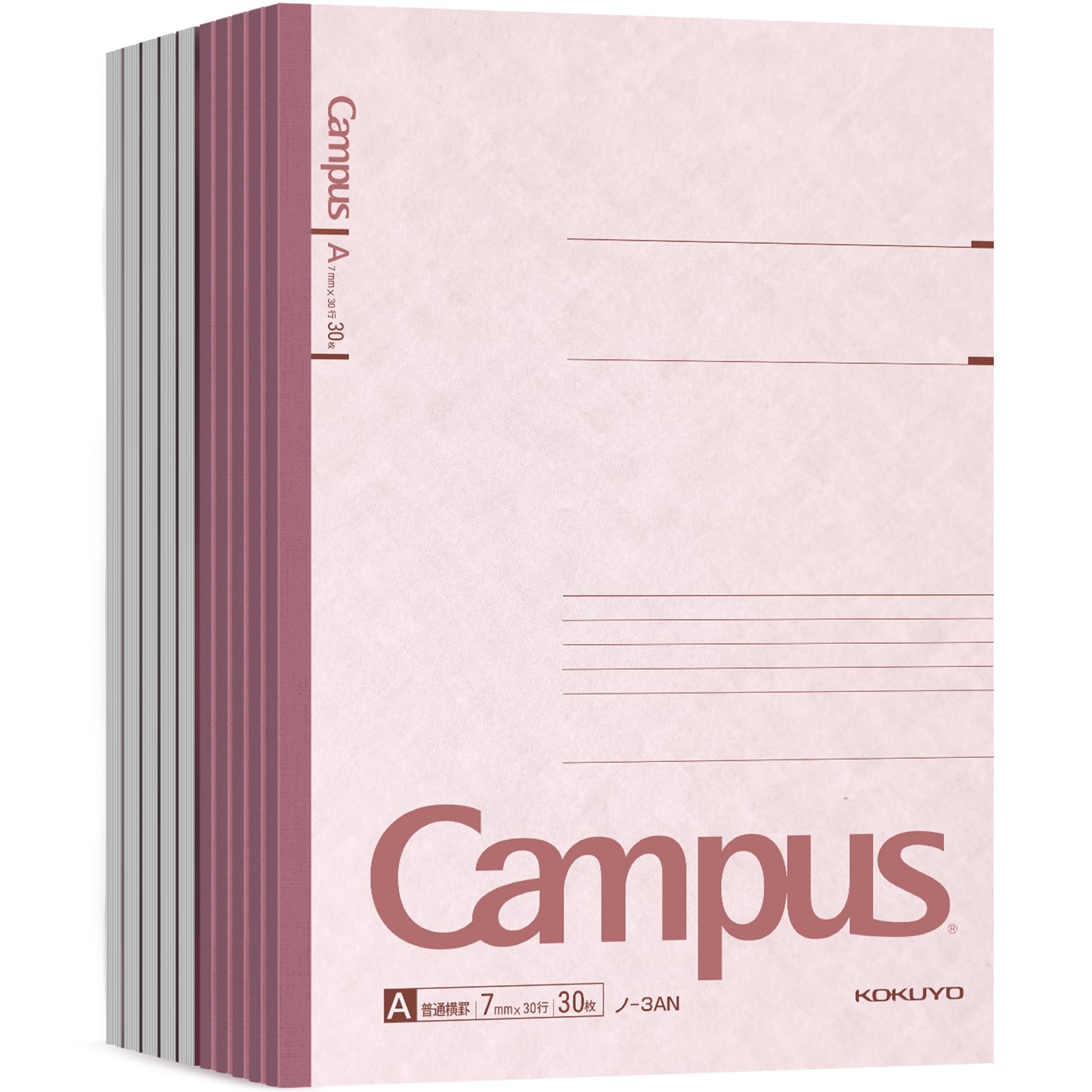 KOKUYO Campus Composition Notebook, 7 x 10 inch Lined Notebooks with 30 Sheets 7mm Ruled Paper, 10 Pack B5 Pink Notebook for School and Work, School Supplies Comp Book for Journal Diary, Japan Import