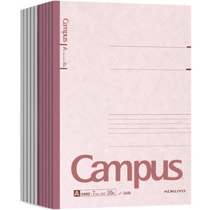 KOKUYO Campus Composition Notebook, 7 x 10 inch Lined Notebooks with 30 Sheets 7mm Ruled Paper, 10 Pack B5 Pink Notebook for School and Work, School Supplies Comp Book for Journal Diary, Japan Import