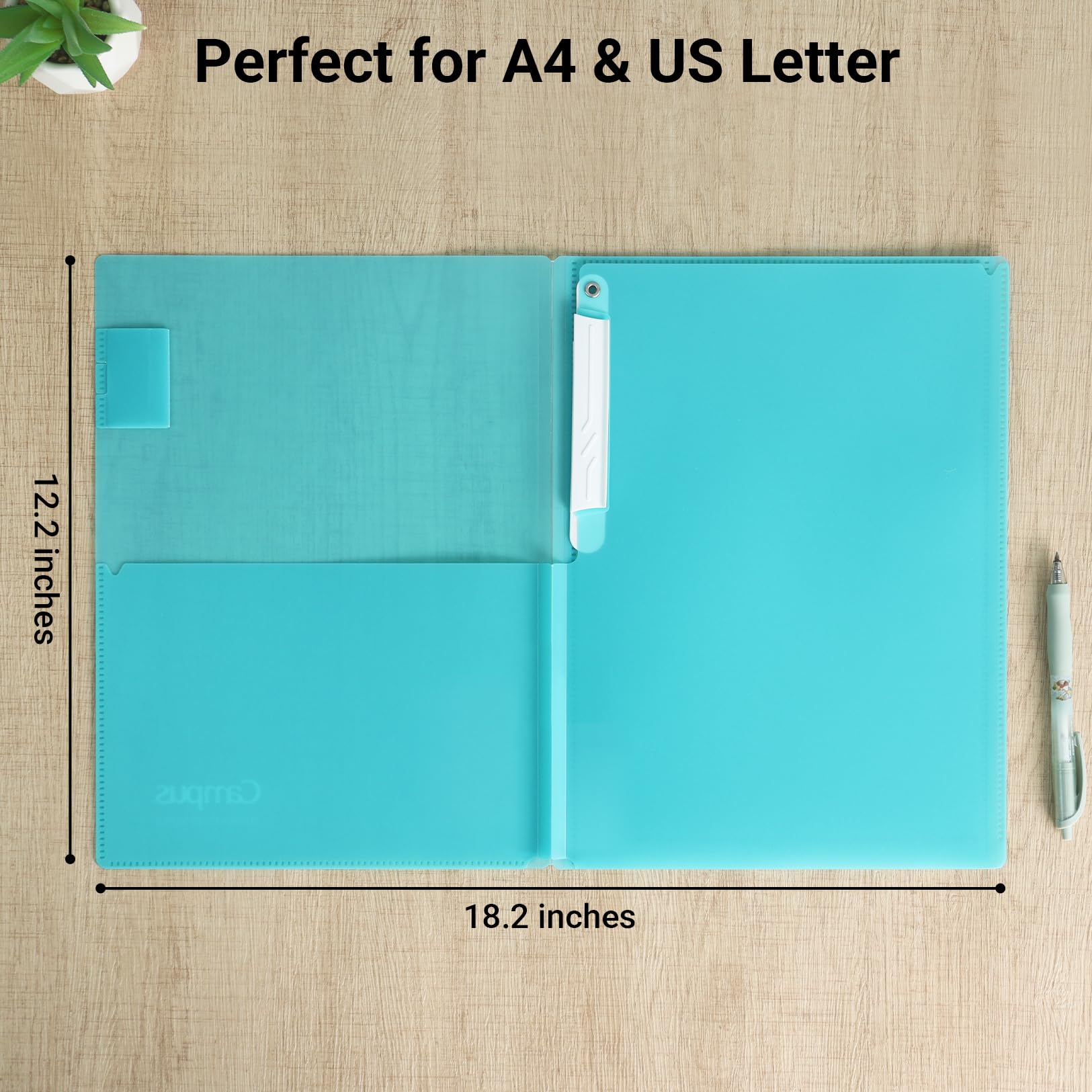 Kokuyo Portfolio Folder with Pockets Folder for Paper Organization,Heavy Duty Pocket Fits US Letter & A4，Flip & Write Surface,Dual-Purpose Clip & Pocket Design(FU-CEH755Y)